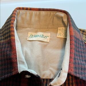 St. John's Bay Plaid Wool Shirt - Brown and Orange Gold and Burgundy